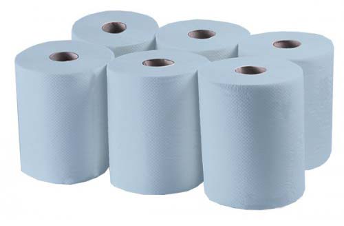 Бумажные полотенца, ролевые (рулонные), MIDI, синие. P158. - Фото №1