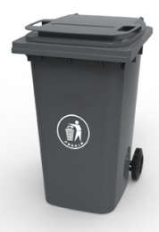 Бак для мусора пластиковый 360л. темно-серый. 360А-2DG. - Фото