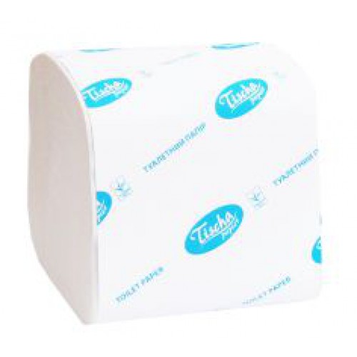 Туалетная бумага листовая, целлюлозная, белая 1 слой, V- складка, 250 листов.  B-307 - Фото №3