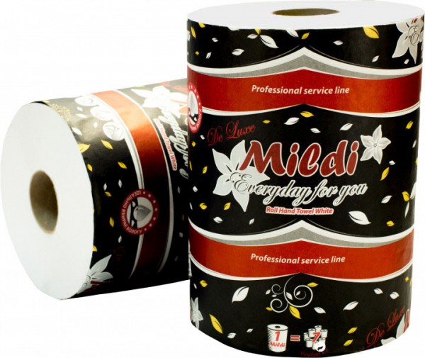 Бумажные полотенца Mildi De Luxe двухслойные 90 м 330 отрывов, белые 2 слоя. K-90 - Фото №1