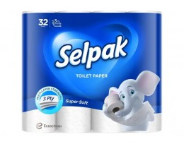 Туалетная бумага, целлюлоза, 3 слоя.  Selpak Super Soft - Фото