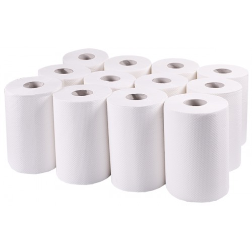 Бумажные полотенца, ролевые (рулонные), MINI, белые.  143000. - Фото №1
