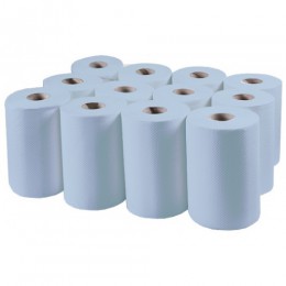 Бумажные полотенца, ролевые (рулонные) MINI, синие. P148. - Фото
